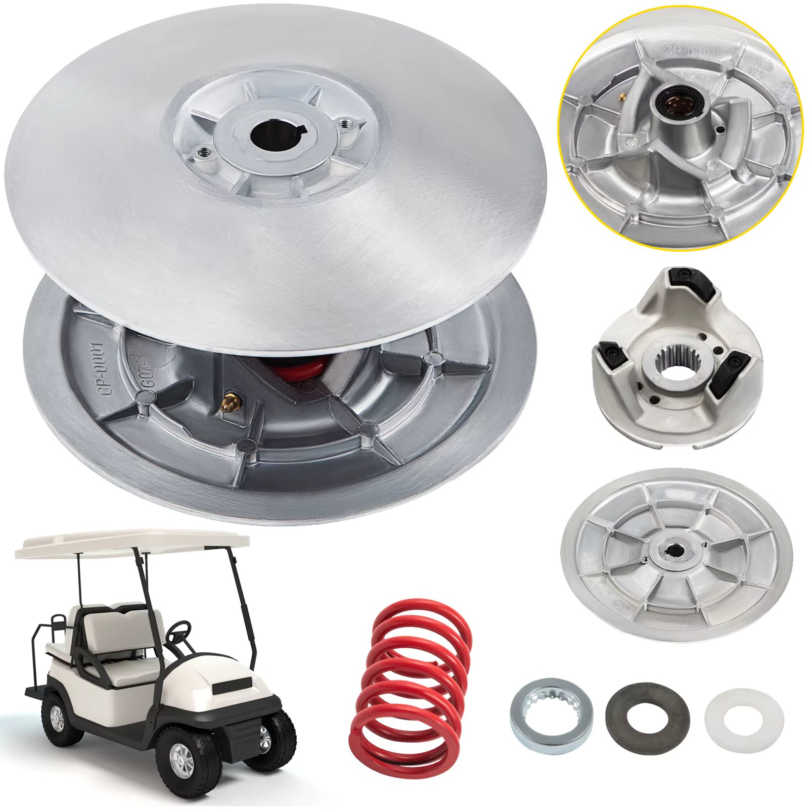 VEVOR Golf Cart Secondary Driven Power Clutch Kit Compatible with Yamaha Low End G2-G28 Golf Cart (with Spring)