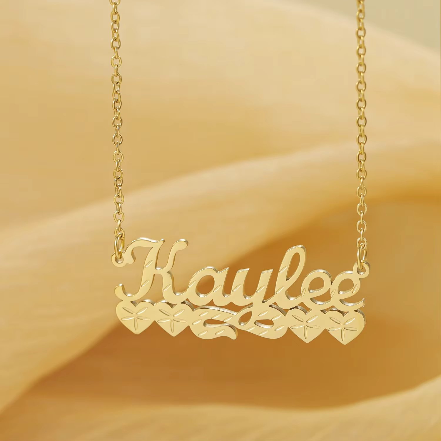 Luxury Custom Name Necklace Personalized Stainless Steel Cat Double Color Pendant Women's Jewelry Holiday Gift For Girlfriend