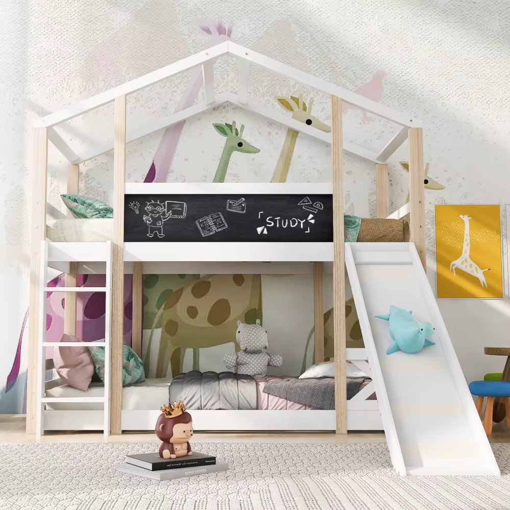 Single bed 90x200, loft bed with fall protection, bunk bed, functional bed, solid wood bed, white (without mattress)
