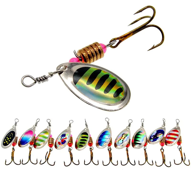 10 Colors Peche Spinner Fishing Lures Wobblers CrankBaits Jig Shone Metal Sequin Trout Spoon with Hooks for Carp Fishing Pesca