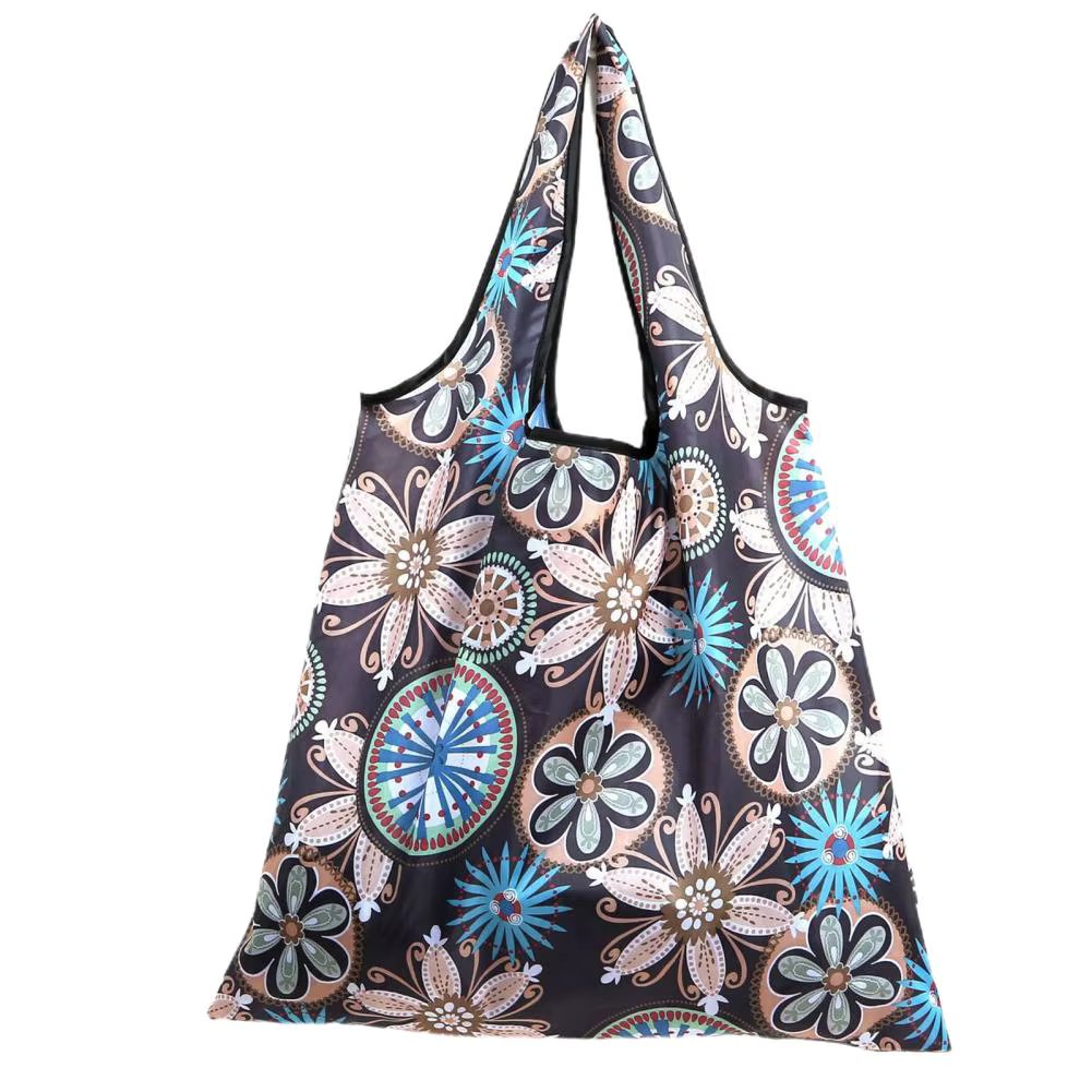 Foldable Shopping Bags Printing Polyester Casual Grocery Shopping Bag Household Tote Pouch Bag Package Women Shoulder Bags