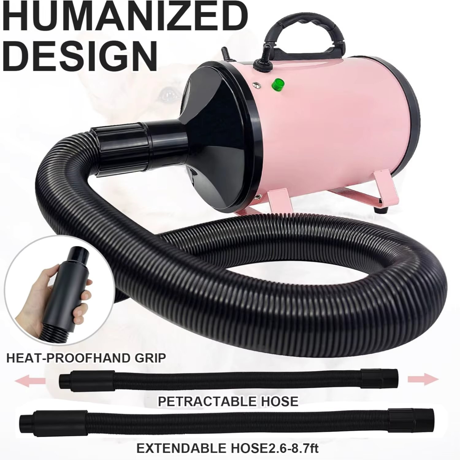 BRIEFNESS Multifunction Blower Electric Blower Portable Car Dryer Powerful Dryer Duster Pink with 3 Nozzles