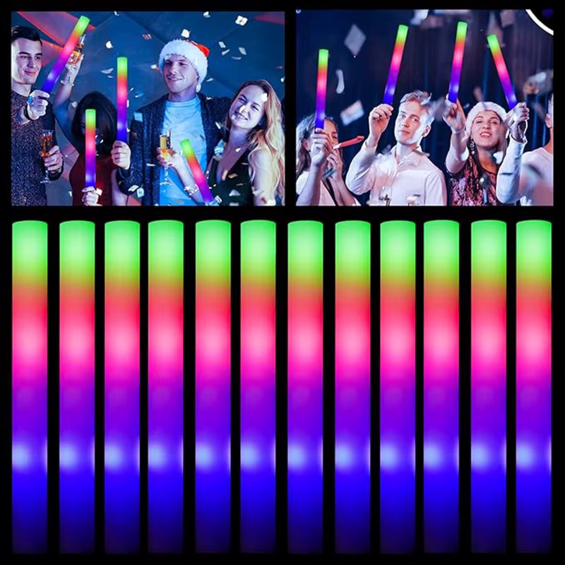 50Pcs  LED Glow Sticks Music Festival Birthday Wedding Party Luminous Foam Rod Sticks Colorful Party Decoration Supplies