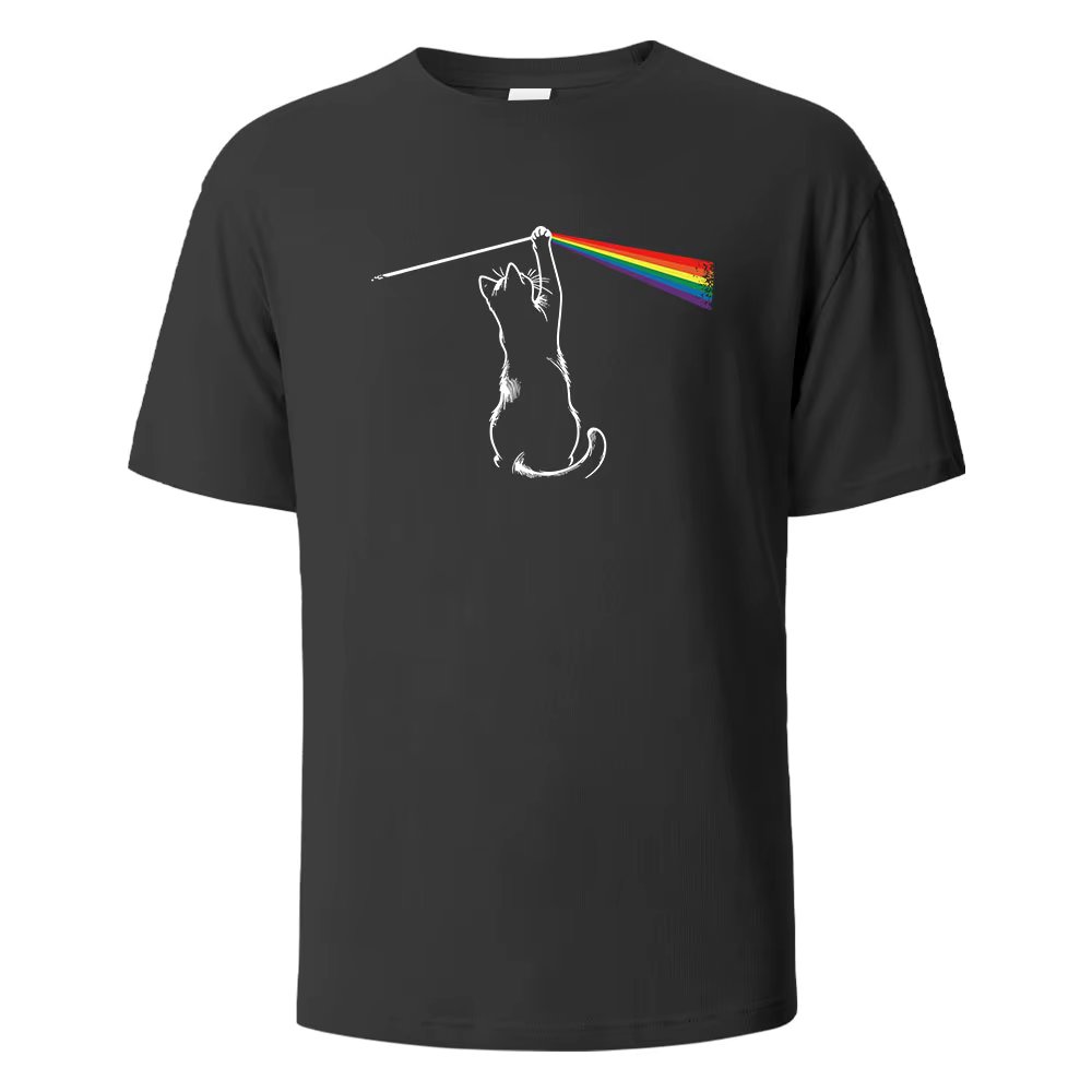 Cat Light Simplicity Printed Men's T-Shirts 100%Cotton Breathable Comfortable Tops For Men Summer O-neck Oversize Men Clothing