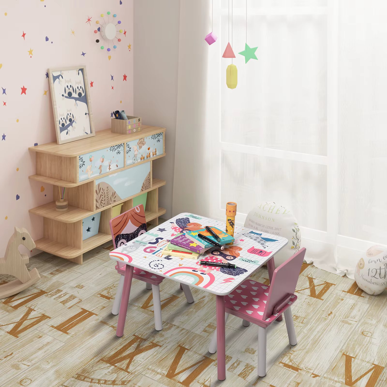 Children's Furniture Set 1 Children's Table 2 Children's Chairs Cute Toy Game Table Kids Desk Baby Learning Table Chairs