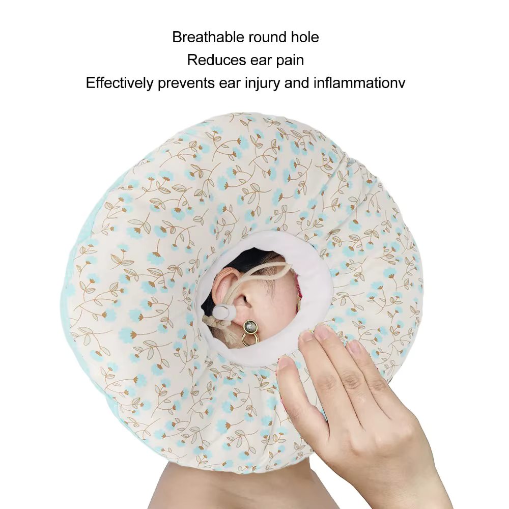 Ear Pillow Breathable Cotton Piercing Ear Care Pillow Ear Hole Guard Neck Support Side Sleeping Pillow Donut Cushion with Hole