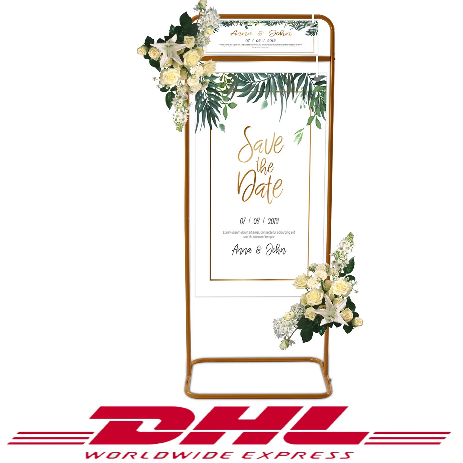 Wedding Sign Stand Poster Holder for Display Gold 4.9Ft Height Welcome Sign Frame for Wedding Restaurant or Business