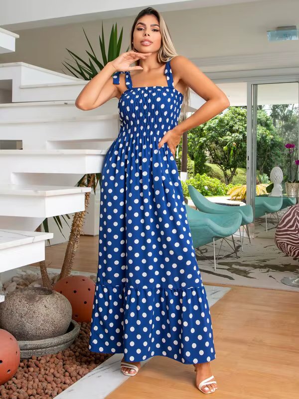 Vestido Longo de Lastex Com Alça Em Tiras De Amarra