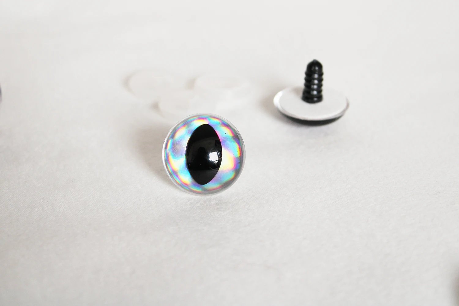 10PAIR 9mm 10mm 12mm 13mm 14mm 15mm 16mm 18mm 24mm 30mm  glitter clear safety toy cat eyes with hand washer for doll -D12
