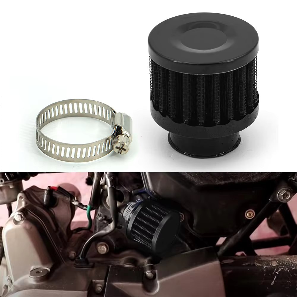 Universal Interface Motorcycle Auto Air Filter 25mm Black Car Cone Cold Air Intake Filter Turbo Vent Crankcase Breather
