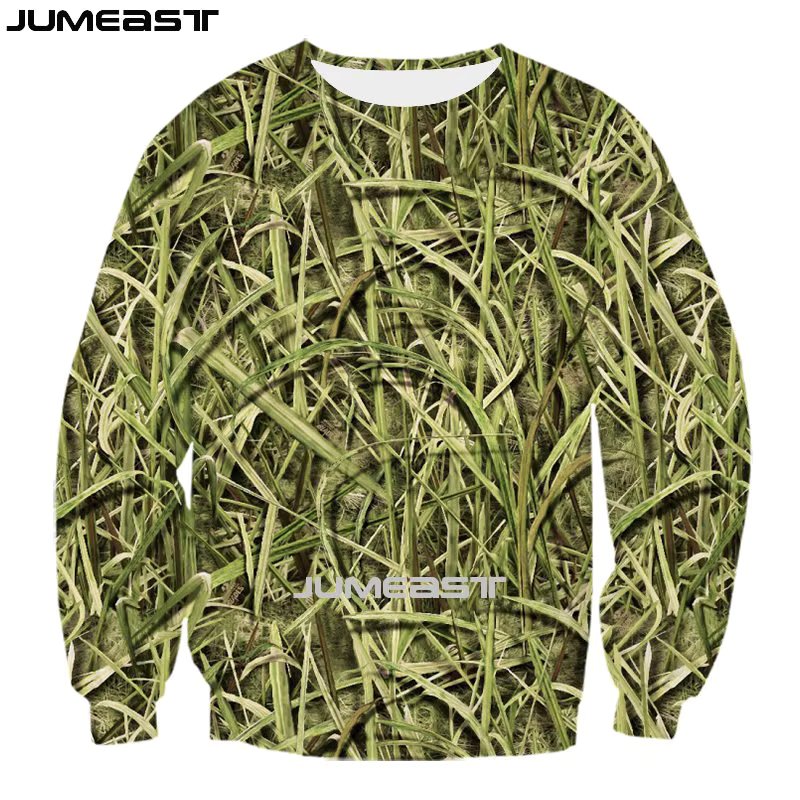 Jumeast Men Women 3D Sweatshirt Reed Camouflage Hunting Oversized Harajuku Long Sleeve T Shirt Spring Autumn Pullover Tops Tees