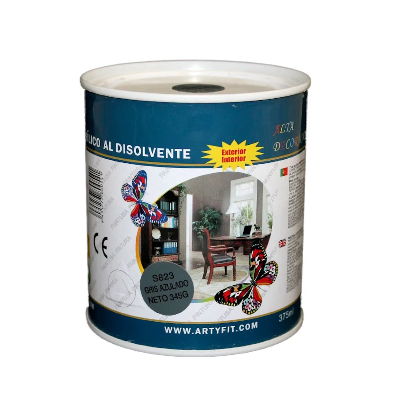 9.5x8.5x8.5 cm Paintings S823 375 ml Indoor & Outdoor Blue Gray Enamel Paint Pot