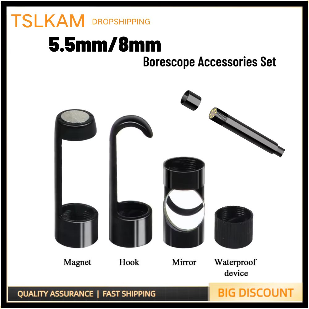 Hook Magnet Side View Mirror Sets Compatible for 8mm / 5.5mm Endoscope Camera with Screw Threads 4 PCS Borescope Accessories