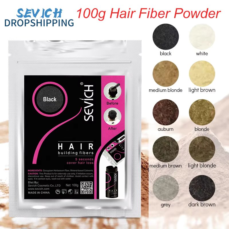 Sevich 100g Hair Building Fiber Keratin Hair Fiber Instant Styling Color Powder Extension Thinning Thickening Hair Growth