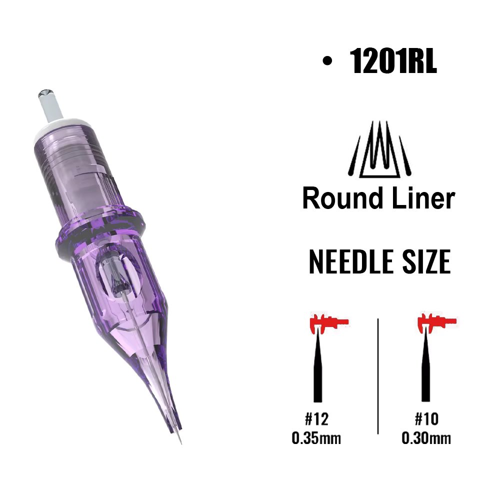 10PCS Purple Tattoo Cartridge Needles Individual Package Professional Sterile Diameter 0.35MM Tattoo Needle for Tattoo Machine