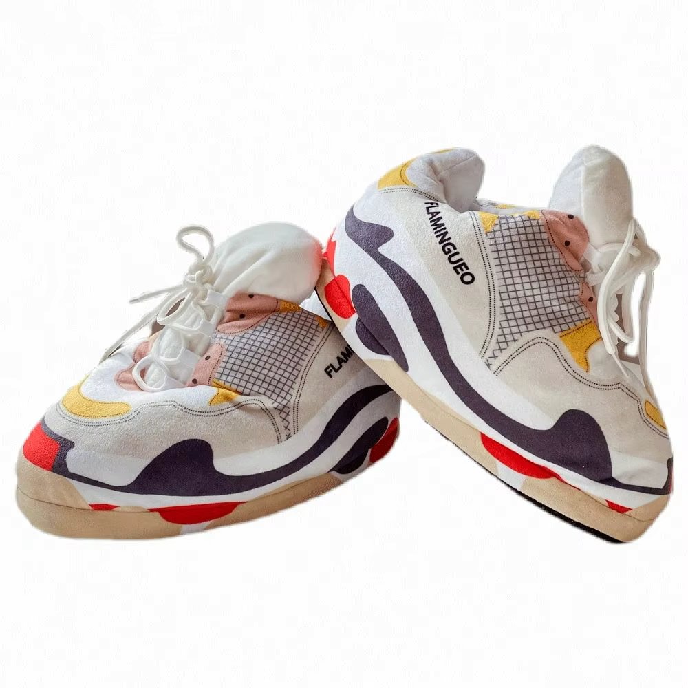 Flamingueo Sneaker Slippers Big Slippers Plush Fluffy Slippers Warm Slippers Men Winter Slippers Slippers Men and Women Funny Slippers House Shoes