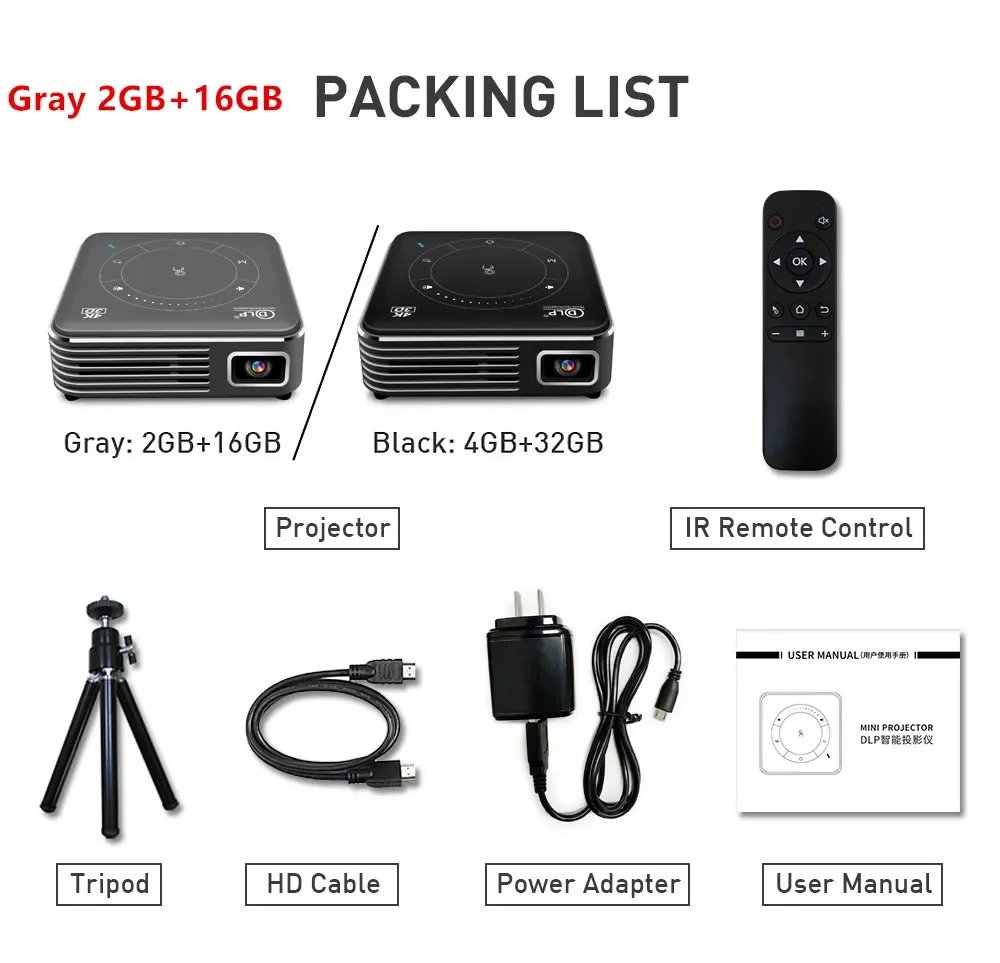 DLP Mini Pocket projector P11 Mini 3D 4K Projector Android 9.0 4GB 32GB 2.4G5G BT4.0 Home Cinema video projetor проектор мини
