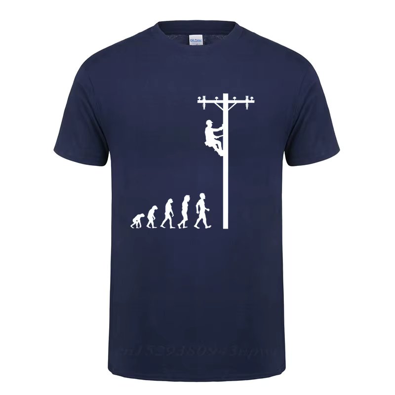 Evolution Of Lineman Tshirt Male Birthday Gift For Electrician Men Dad Papa Father Husband Short Sleeve O Neck Cotton T Shirt