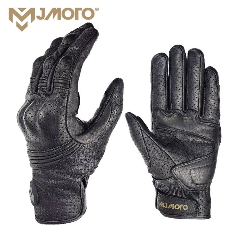 Men Retro Genuine Leather Motorcycle Gloves Summer Breathable Motorbike Motocross Gloves Moto Equipment Accessories Guantes