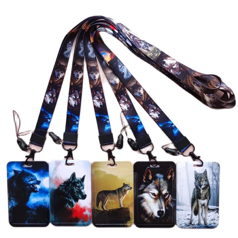 Wolves Animal Lanyard ID Card Holder Office Worker Badge Holder Cover Credit Card Case Card Protector Christmas Gift
