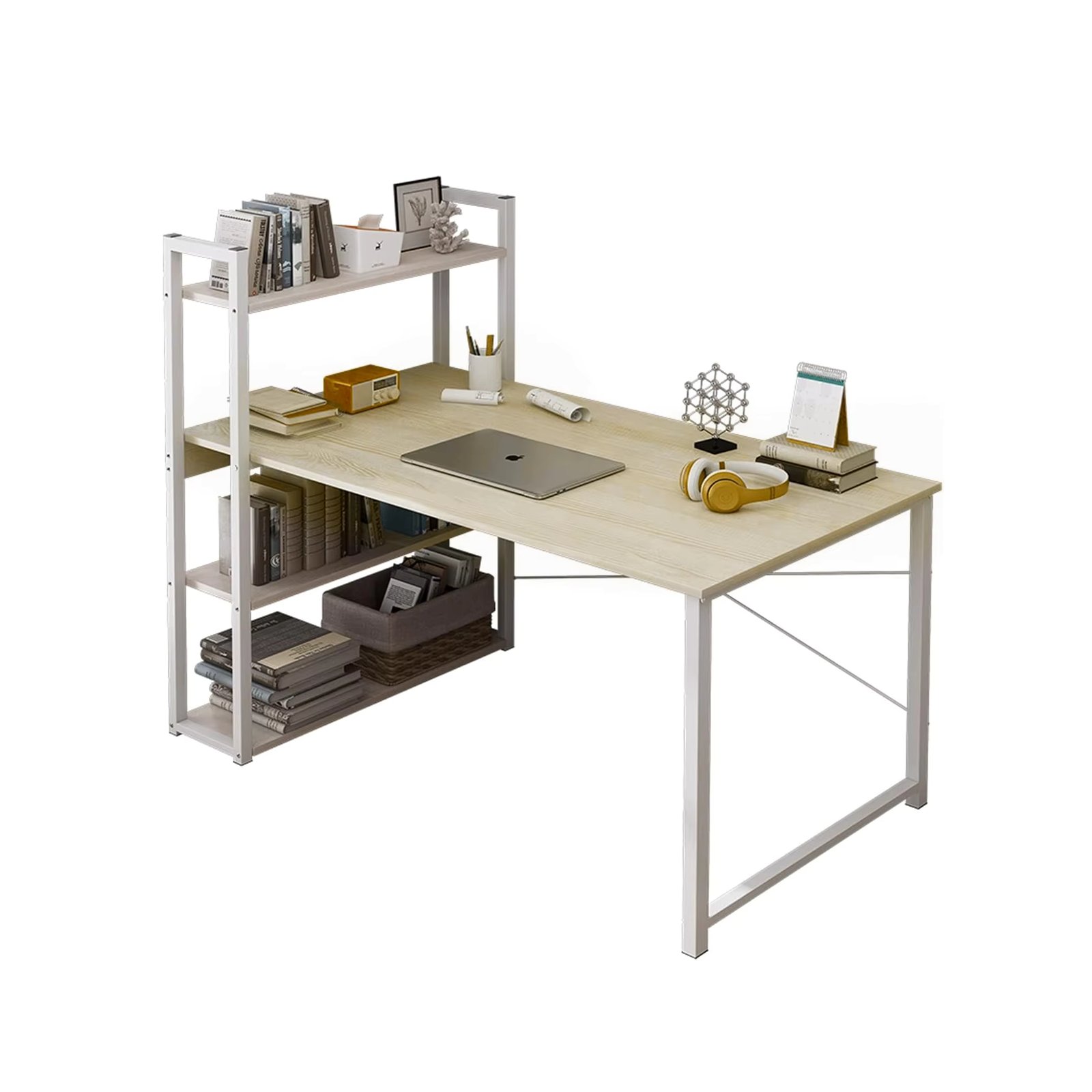 Computer Desk with Shelves, Writing Desk Reversible Study Table Office Corner Desk Home Office,120*48*72cm