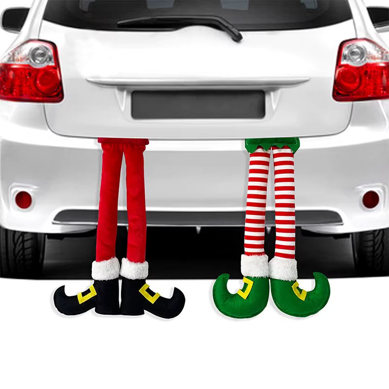 2024New Year Christmas Elf Santa Legs Car Accessories Christmas Decor For Home Xmas Tree Pendants Ornaments  HappyGifts