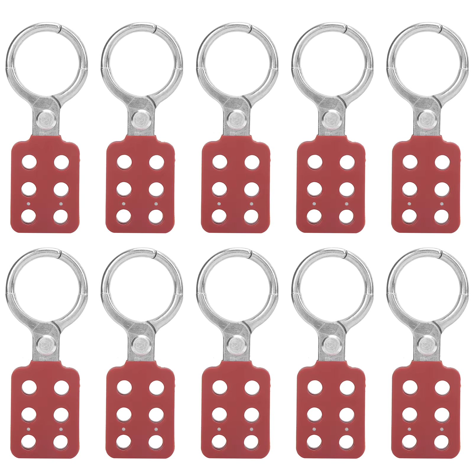 10pcs Lockout Hasp 38mm/1.5in 6 Holes Aluminium Insulation for Flammable Explosive Places