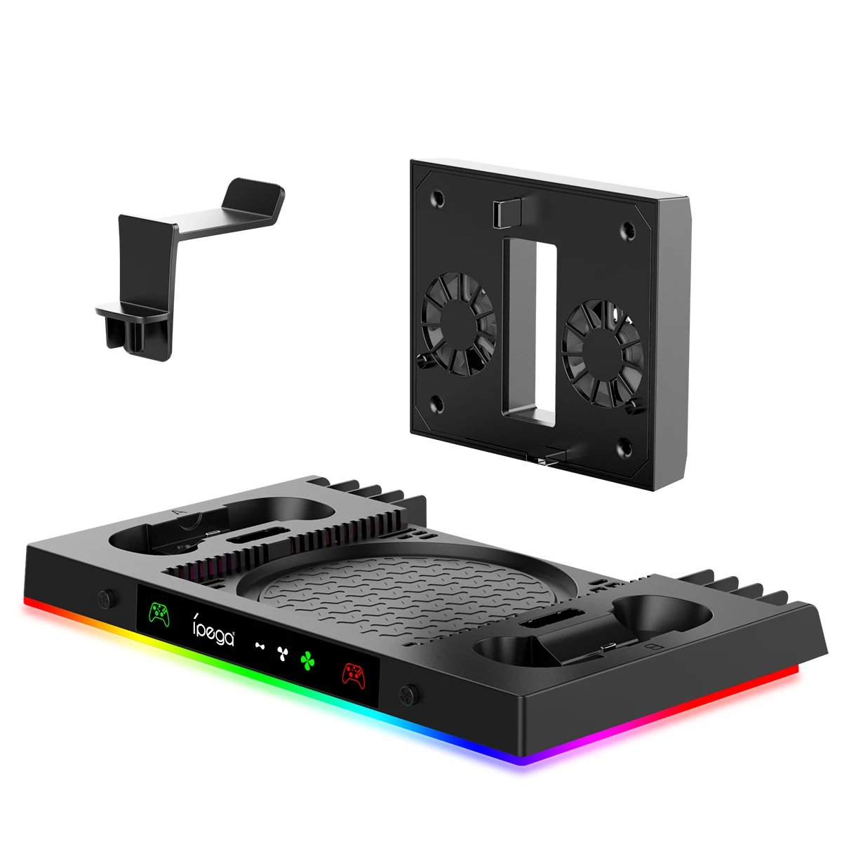 Ipega Charging Bae With Cooling Fan & Headphone Stand For Xbox Series X 3-in-1 RGB Dock Stand Game Controller Type C Charger