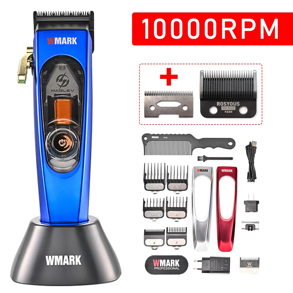 WMARK NG-9004 10000 RPM Maglev Motor Professional Hair Clipper for Men with Base Charger DLC Hair Cutting Machine Hair Trimmer