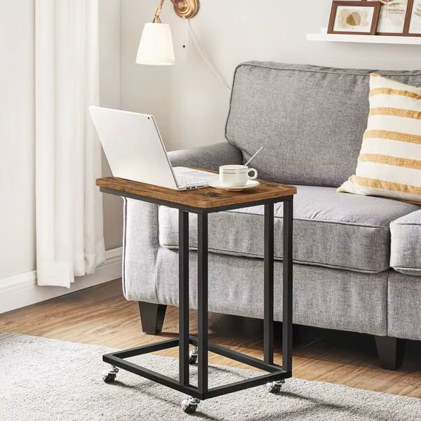VASAGLE side table (2-St), with castors, C-shape, mobile coffee table, 35x50x60 cm