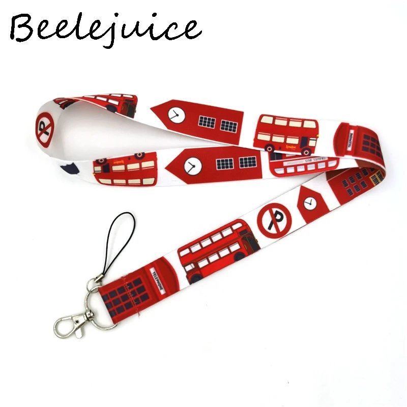 England British bus Lanyard Credit Card ID Holder Bag Student Women Travel Card Cover Badge Car Keychain Gifts Accessories