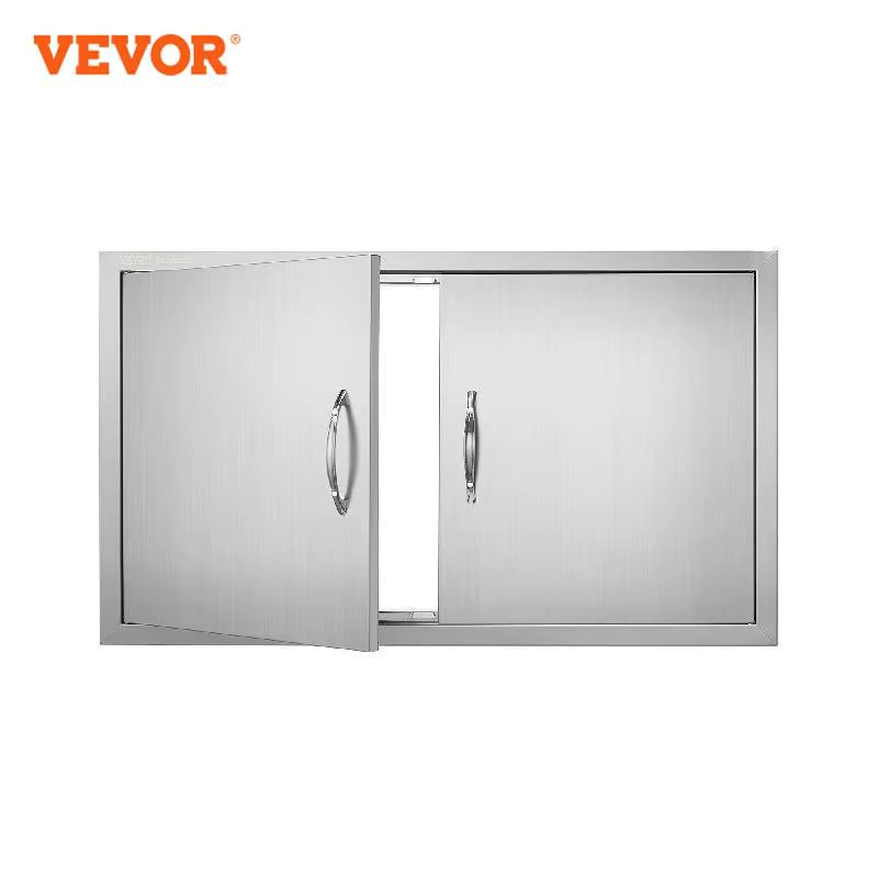 VEVOR BBQ Access Door Double Outdoor Kitchen Stainless Steel Flush Mount Door for BBQ Island Grilling Station Outside Cabinet