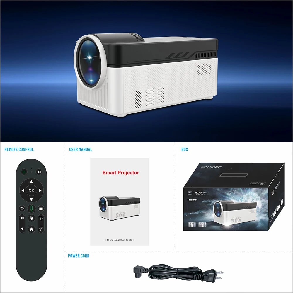 HY450 Ultra Short Throw 8K Projector 900ANSI Electronic Focus Projector 4K 1080P BT5.4 WiFi6 Auto Offset Voice Assistant Theater