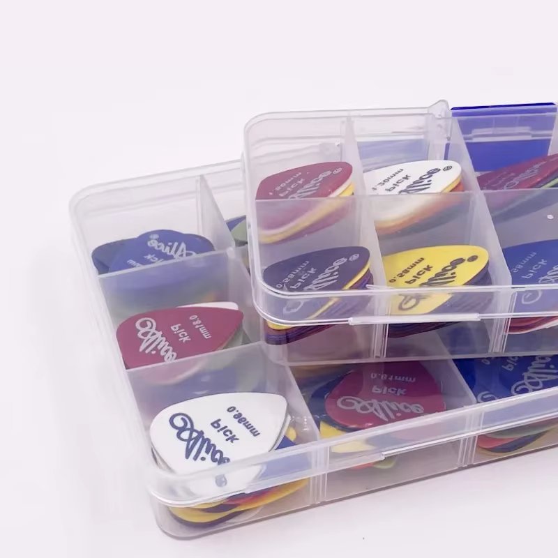 10/30/50 Pcs Plectrum Set with Box 0.58-1.5mm Electric Acoustic Guitar Picks Mixed Sized Kit Holder for Wood Guitar Bass Ukulele