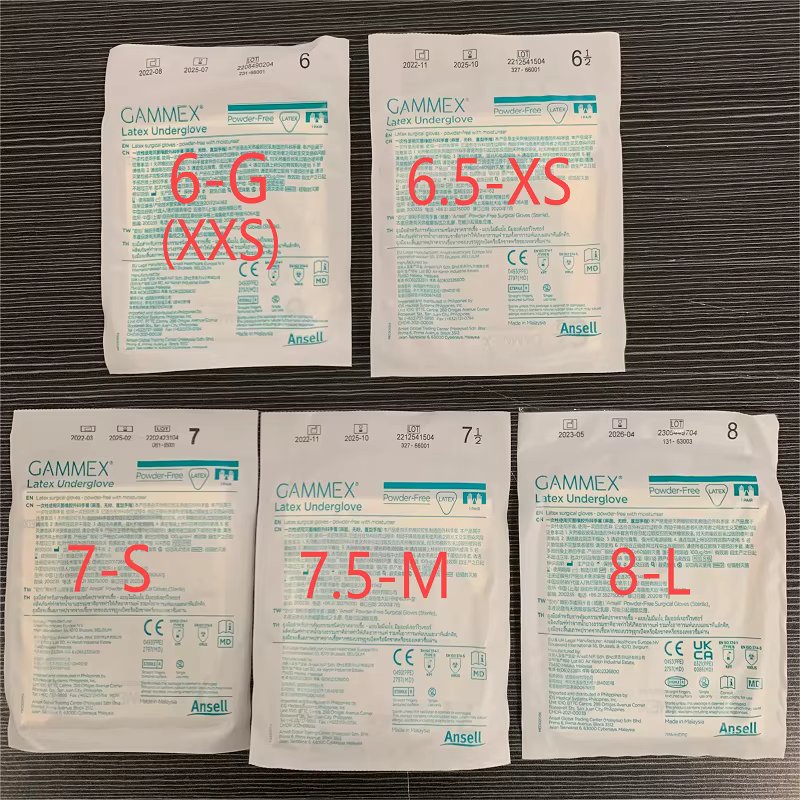 Ansell  Gammex underglove (1pair)powderfree latex with green inner and outerlayers/ultra-thin fine operation/chemotherapy gloves