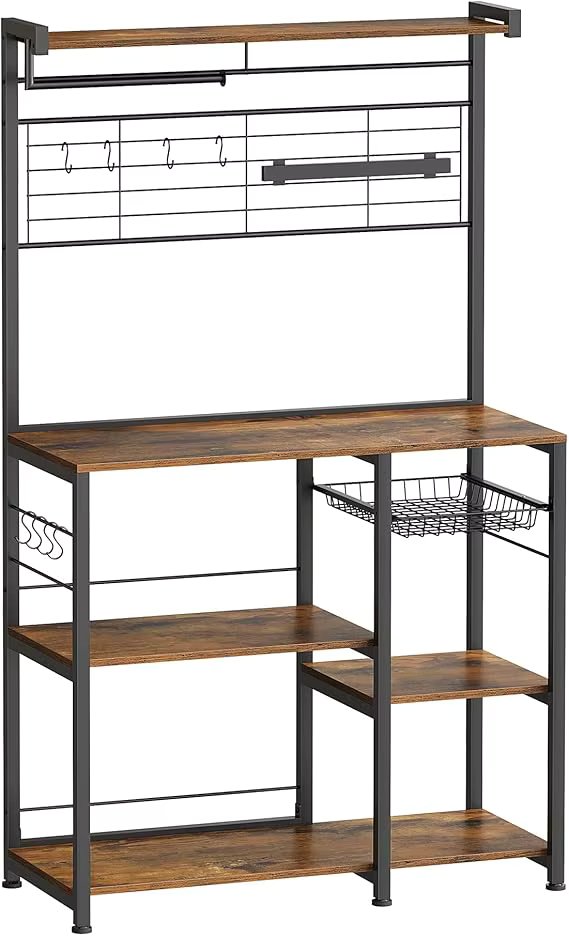 VASAGLE Stand Rack Kitchen Shelf with Magnetic Bar for Knife Wire Basket Roll Holder