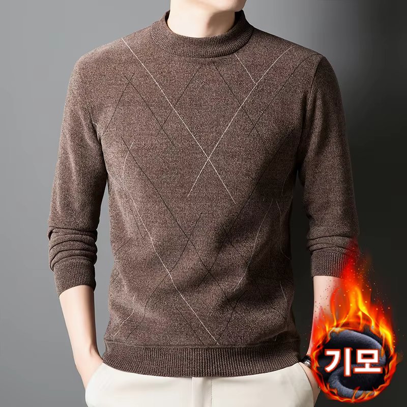 Trend In Men's KNKN1992 KNit Round Neck Sweaters Winter Easy-check Pattern