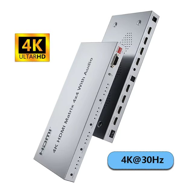 4x4 HDMI-Compatible Matrix with Audio Extractor Seamless Switcher 4 in 4 out HDMI Matrix Selector Switch Splitter for EDID RS232