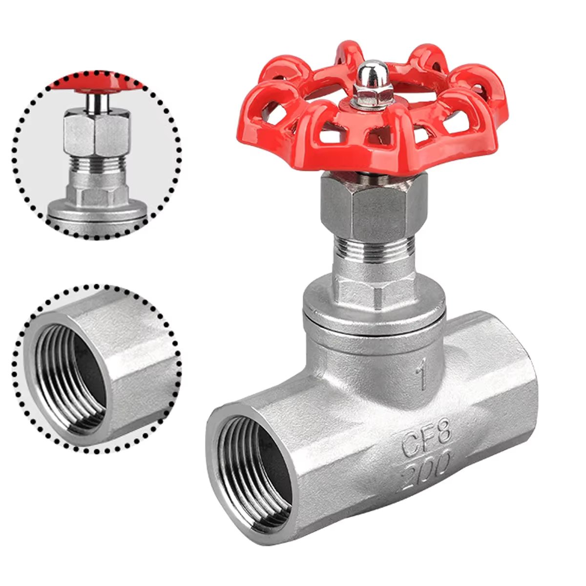 1/2" 3/4" 1" 1-1/4" BSP Female Thread Stainless Steel Globe Valve SS304 High Temperature Water Needle Valve American Gate Valve