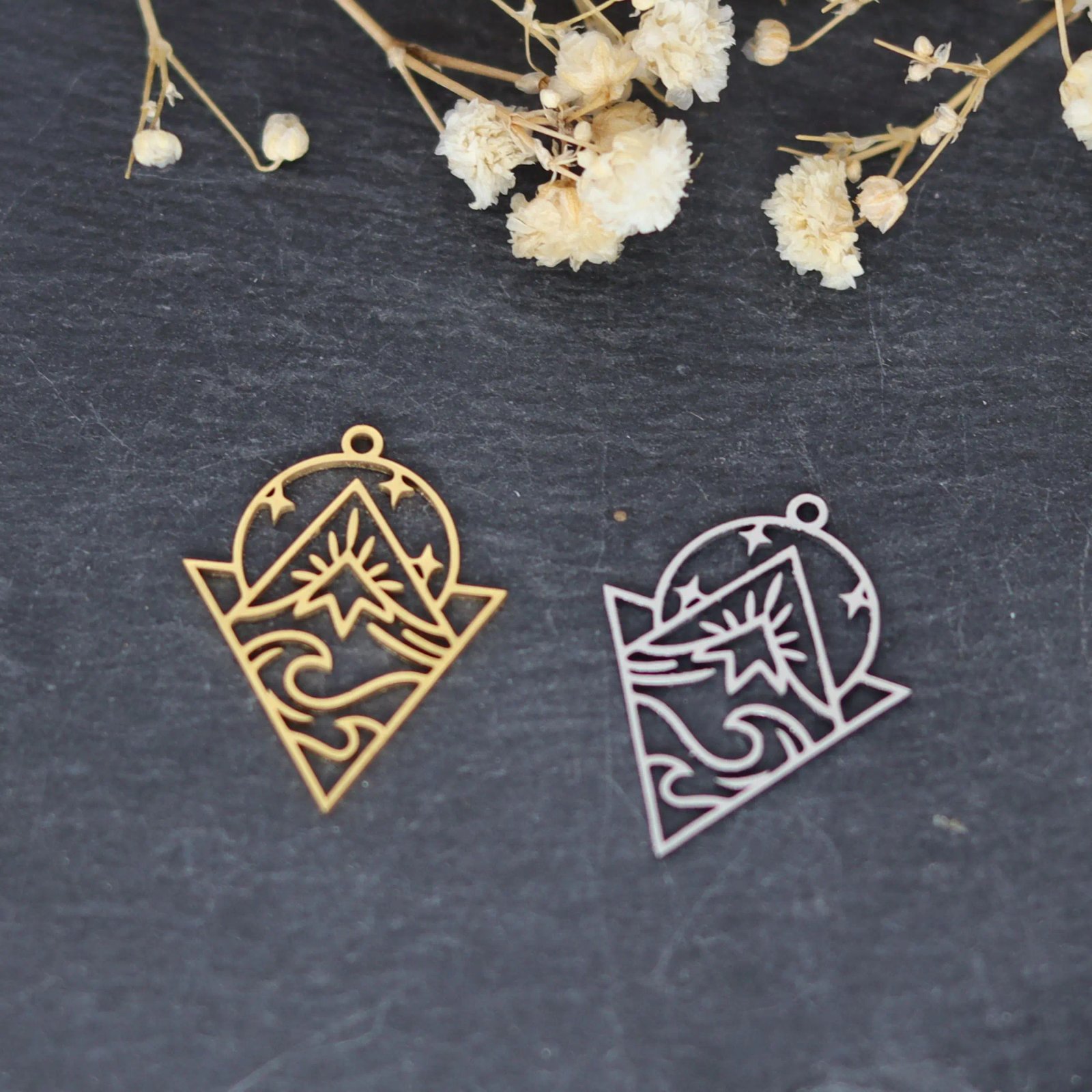 3pcs Stainless Steel Witch Knot Charms DIY  Earring for Women Crescent Snake Filigree Star Moon Kitten Jewelry Making Pendant