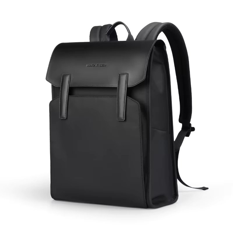 Mark Ryden Classic Business Work Black Leather Backpack 15.6 Inch Laptop Waterproof Bag School Bags Business bacbackpack for men