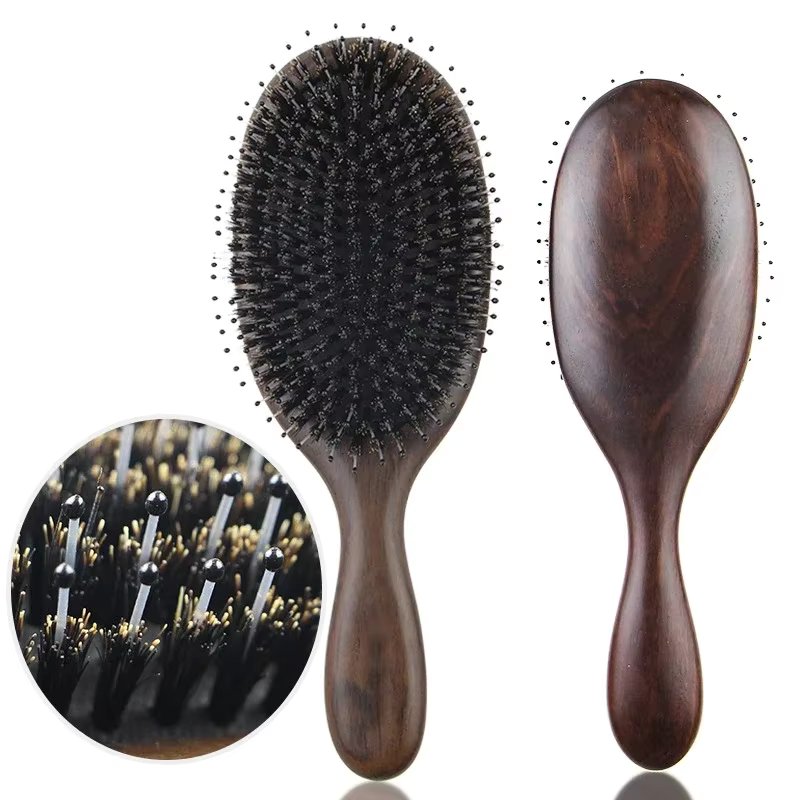 Wood Massage Hair Brush Comb For Hair Hairbrush Dry Wet Detangle Wood Combs Women Hair Beauty Care Paddle Cushion Massage Brush