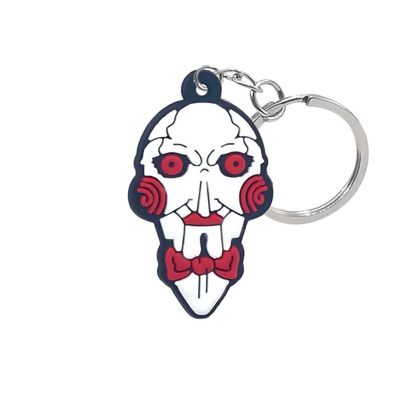 1PVC Horror Movie Keychain Funny Clown Key Ring Cute Death Drinks Key Chain Handbag Accessories for Women Kids