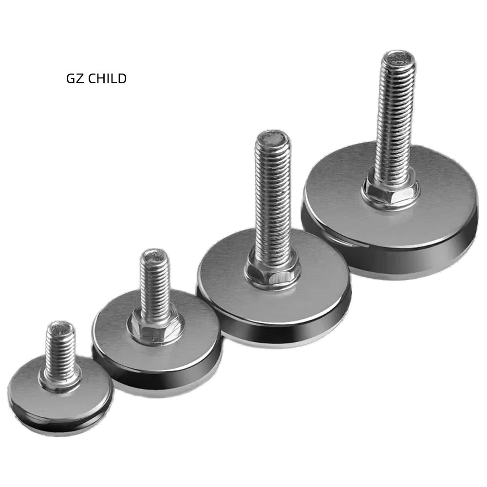 Leveling Foot Base, M6, M8, M10, Screw Height Adjustable, Dia 30mm, 35mm, 43mm, 50mm, 2 Pcs, 4 Pcs, 8 Pcs