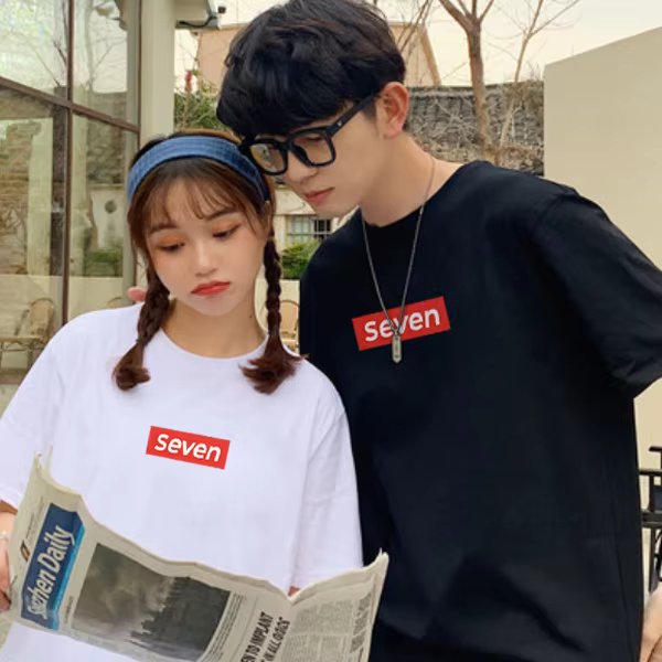 Men's and women's 20 hand-cotton seven-box-type-type-half-sleeve T-shirt 3color (M-2XL)