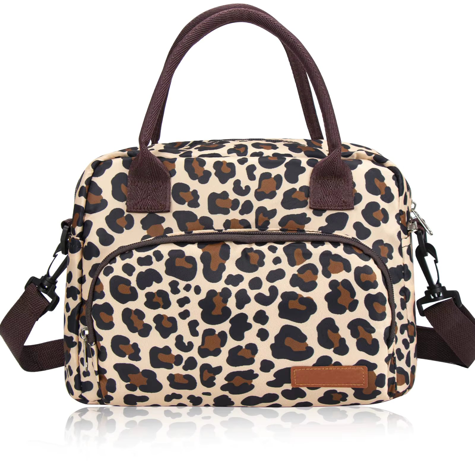 Fast Drop Shipping Leopard Lunch Box For Women Fashion Lunch Bag With Detachable Shoulder Strap Large Lunch Bag For Drinks