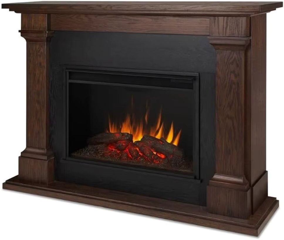 1500W Chestnut Oak Electric Fireplace Mantel Heater 63" X 17.24" X 47.95" Corded Adjustable Special Feature W/ Remote Control