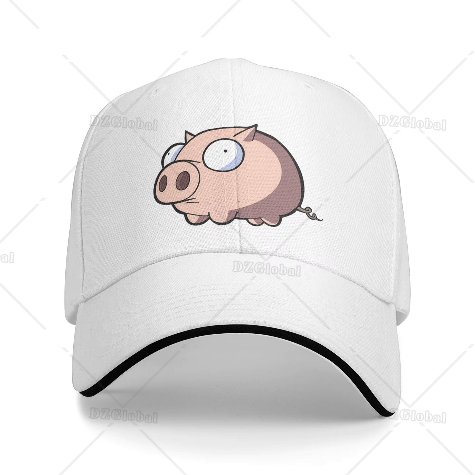 Cute Cartoon Pig Print Baseball Cap Sandwich Sun Hats Vintage Unisex Adjustable Washable Trucker Caps Snapback Hat