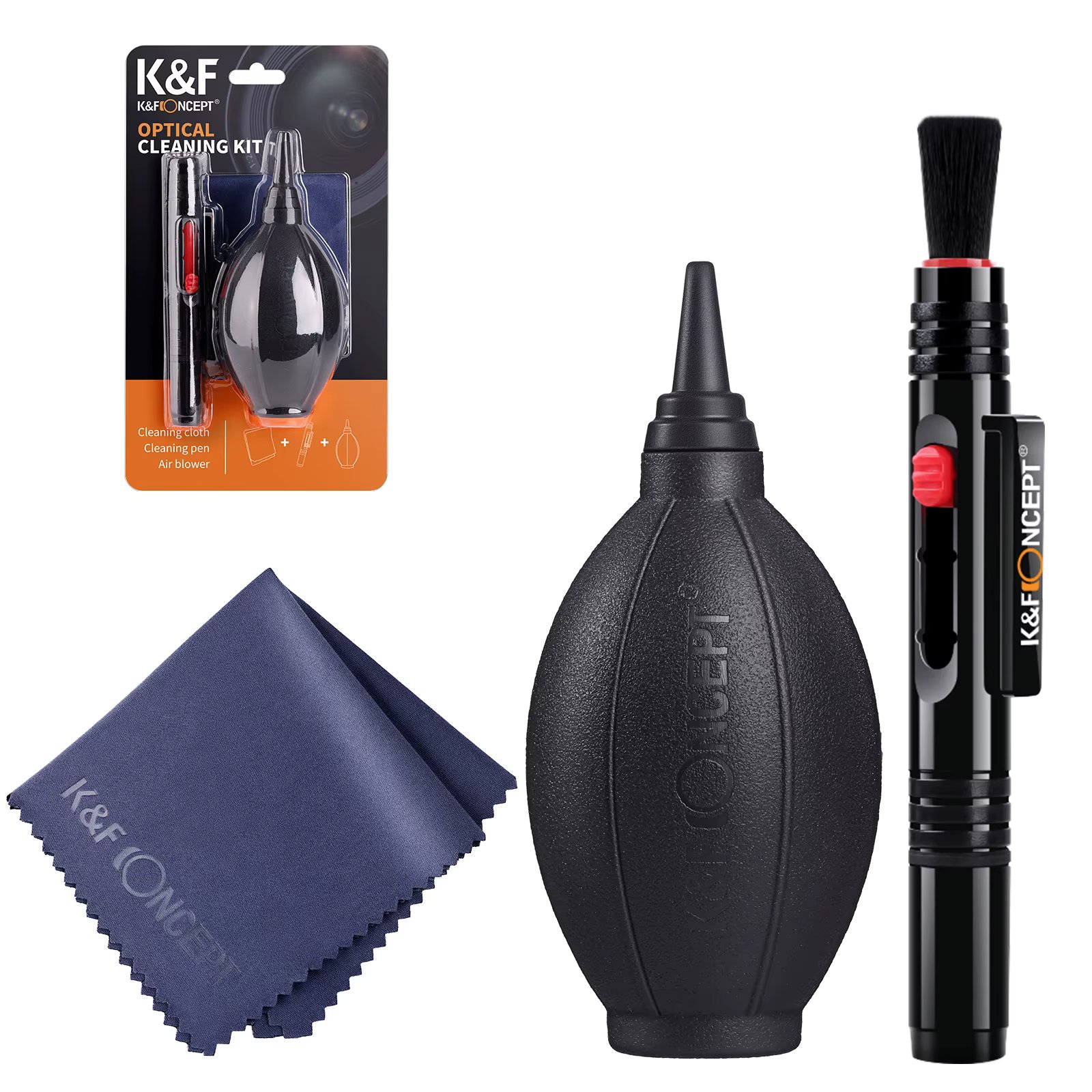 K&F CONCEPT 3in1 Camera Cleaning Kit Lens Brushes+Cleaning Pen+Cleaning Cloth for Camera Lenses & Filters Sensor Screen LCD