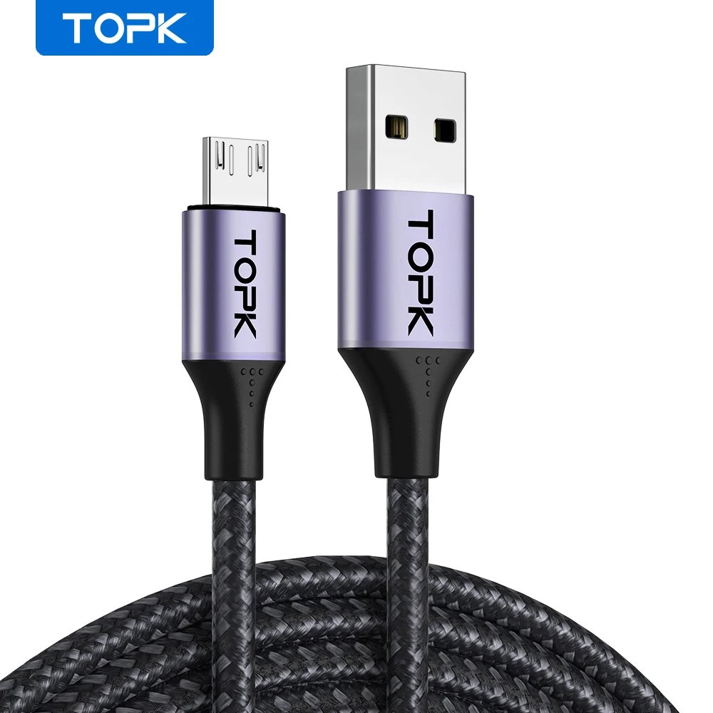 TOPK 3A Micro USB Type C Cable iPhone Charger Charging Cable Quick Charge Mobile Phone Cables Wire for Xiaomi Redmi Note 10 9